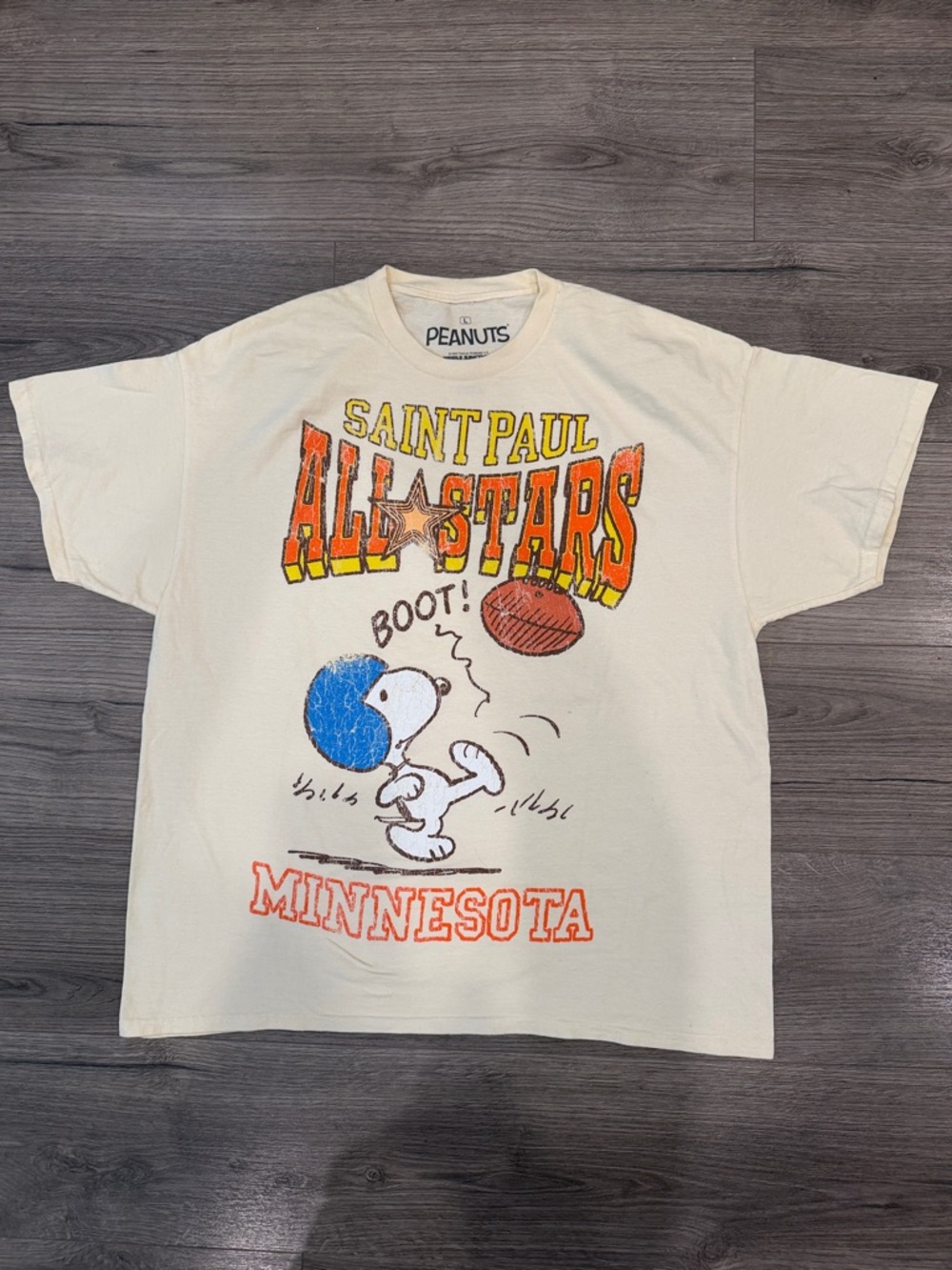Peanuts Snoopy Saint Paul Minnesota Football All Stars Men’s Tee Size Large